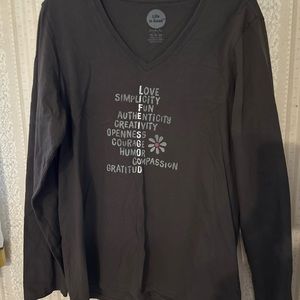 Life Is Good Love  Long Sleeve T-shirt Grey Women’s XL